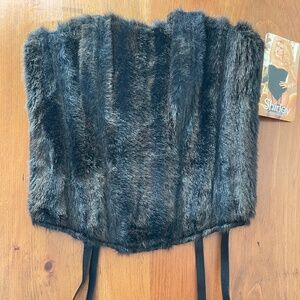 NWT: Faux Fur Shirley of Hollywood Corset w/ Garter Belts